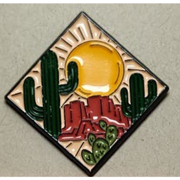 Southwest Desert Inspired Pin Sun, Mountains & Cactus New Mexico, Arizona - Picture 1 of 3